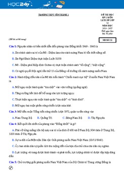 Đề thi học kì 2 môn Lịch sử lớp 12 năm 2017 - Trường THPT Yên Thành 2