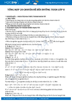 Tổng hợp 20 chuyên đề bồi dưỡng Toán 8