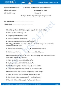 Đề thi thử THPT QG môn Lịch sử năm 2017 - Bộ GD và ĐT