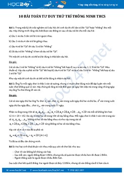 10 Bài toán tư duy thử trí thông minh THCS - Thầy Nguyễn Đức Tấn