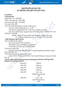 Chuyên đề giải bài tập di truyền liên kết với giới tính Sinh học 12.