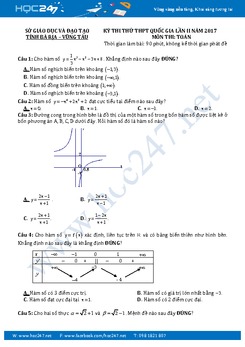 Đề thi thử THPT Quốc gia năm 2017 môn Toán lần 2 Sở GD&ĐT Bà Rịa - Vũng Tàu