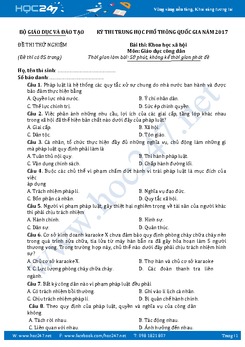 Đề thi thử THPT QG môn GDCD lần 1 năm 2017 - Bộ GD và ĐT