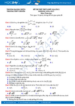 Đề thi thử THPT Quốc gia năm 2017 môn Toán lần 5 trường THPT Chuyên KHTN