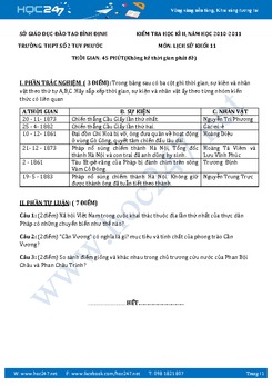 Bộ 4  đề thi học kì 2 môn Lịch sử lớp 11 năm 2017