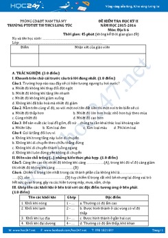 Bộ 3 đề thi học kì 2 môn Địa lý lớp 6 năm 2017