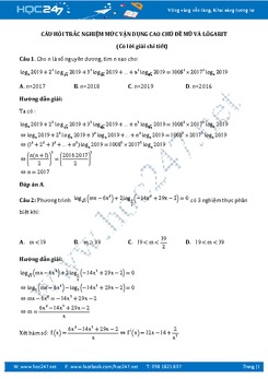 16 câu Trắc nghiệm Mũ và Lôgarit vận dụng cao có giải chi tiết