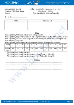 Đề thi học kì 2 môn Địa lý lớp 6 năm 2017 - Trường THCS Bình Giang