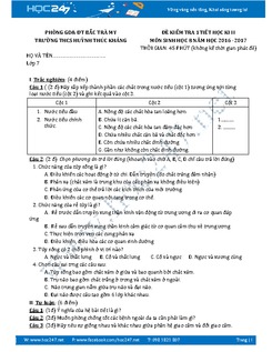 Đề thi học kì 2 môn Sinh học lớp 8 Trường THCS Huỳnh Thúc Kháng.