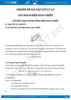 Phân loại bài tập Mạch điện xoay chiều theo dạng có đáp án