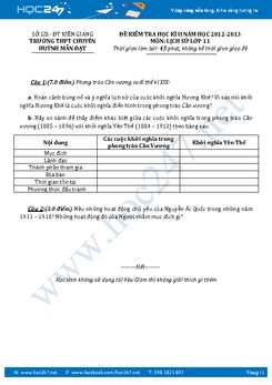 Đề thi học kì 2 môn Lịch sử lớp 11 năm 2017 - Trường THPT Huỳnh Mẫn Đạt