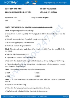 Đề thi học kì 2 môn Lịch sử lớp 11 năm 2017 - Trường THPT Chuyên Lê Qúi Đôn