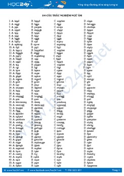 80 câu trắc nghiệm ngữ âm Tiếng Anh