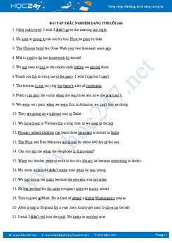 60 câu trắc nghiệm tiếng Anh tìm lỗi sai