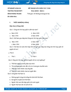 Đề thi học kì 2 môn GDCD lớp 6 năm 2017 - Trường THCS & THPT Bình Phong Thạnh