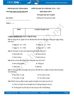 Đề thi học kì 2 môn GDCD lớp 6 - Trường THCS Nguyễn Tri Phương