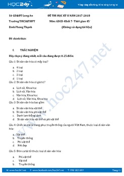 Đề thi học kì 2 môn GDCD lớp 7 năm 2017 - Trường THCS-THPT Bình Phong Thạnh