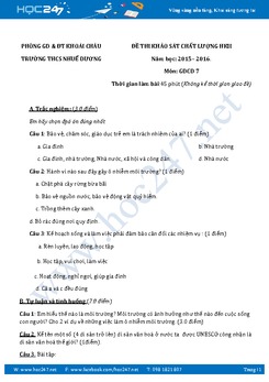 Bộ 2 đề thi học kì 2 môn GDCD lớp 7 năm 2017