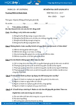 Đề thi học kì 2 môn GDCD lớp 9 năm 2017 - Trường THCS Lê Đình Chinh