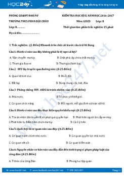 Đề thi học kì 2 môn GDCD lớp 8 năm 2017 - Trường THCS Phan Bội Châu