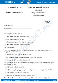 Đề thi thử THPT QG môn GDCD - Trường THPT Thanh Miện
