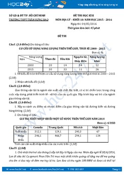 Đề thi HK 2 môn Địa Lý 10 - Trường THPT Trần Hưng Đạo