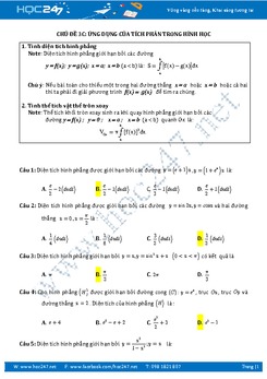 Ứng dụng Tích phân tính diện tích và thể tích