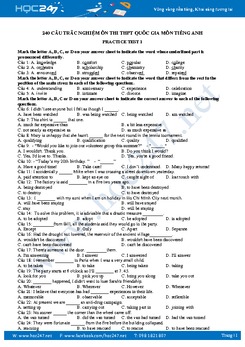 240 câu trắc nghiệm ôn thi THPT Quốc gia môn Tiếng Anh