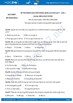 Đề thi thử THPT QG môn GDCD lần 3 - Bộ GD và ĐT