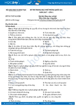 Bộ 3 đề thi thử THPT QG môn GDCD năm 2017 - Bộ GD và ĐT