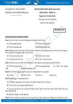 Bộ 5 đề thi thử THPT QG môn GDCD - Trường THPT