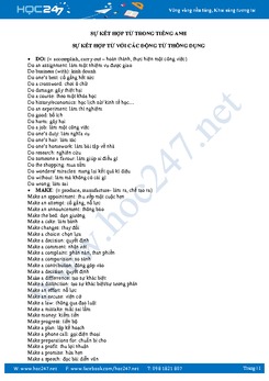 Sự kết hợp giữa một từ với danh, động từ trong tiếng Anh