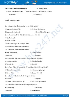 Đề thi học kì 2 môn GDCD 11 - Trường THPT Nguyễn Huệ