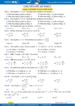234 câu Trắc nghiệm Số phức có lời giải chi tiết