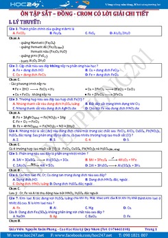 Chuyên đề Crom Sắt Đồng ôn thi THPT QG có lời giải chi tiết