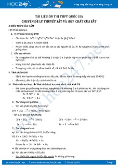108 Câu trắc nghiệm lý thuyết Sắt và hợp chất của Sắt Hóa học 12 có đáp án