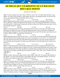 Kỹ thuật quy về Đipeptit xử lý bài toán đốt cháy Peptit Hóa 12 có lời giải