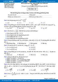 Đề thi thử THPT Quốc gia 2017 môn Toán sở GD và ĐT TPHCM (cụm V) có đáp án