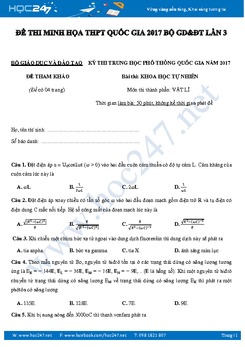 Giải chi tiết đề minh họa lần 3 môn Vật Lý của Bộ GD&ĐT 2017