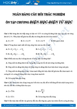 Hệ thống câu hỏi trắc nghiệm chương Điện- Điện Từ Vật lý 9