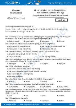Đề thi thử THPT QG 2017 môn Hóa Sở GD&ĐT Vĩnh Phúc có lời giải