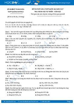 Đề thi thử THPT QG 2017 môn Hóa THPT Quảng Xương - Thanh Hóa có lời giải chi tiết