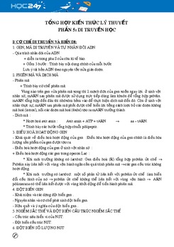 Tổng hợp kiến thức lý thuyết phần 5- Di truyền học (phần 1)