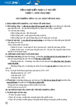 Tổng hợp kiến thức lý thuyết phần 7- Sinh thái học