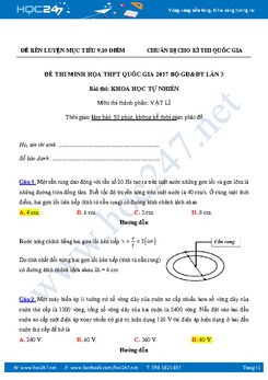 Kĩ xảo giải tối ưu đề minh họa lần 3 Bộ GD&ĐT năm 2017 môn Vật Lý