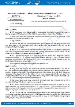 Đề thi HSG Hóa 12 Sở GD&ĐT Quảng Trị 2016 - 2017 có lời giải