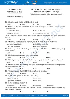 4 Đề thi thử THPT QG 2017 môn Hóa THPT Chuyên Sư Phạm - Hà Nội có đáp án