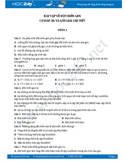 Bộ 143 bài tập về đột biến gen có đáp án và giải chi tiết