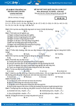 2 Đề thi thử THPT QG 2017 môn Hóa THPT Chuyên Lương Thế Vinh - Đồng Nai có đáp án