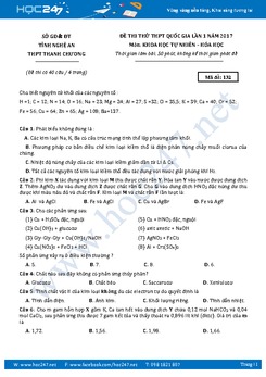 Đề thi thử THPT QG 2017 môn Hóa THPT Thanh Chương - Nghệ An có lời giải